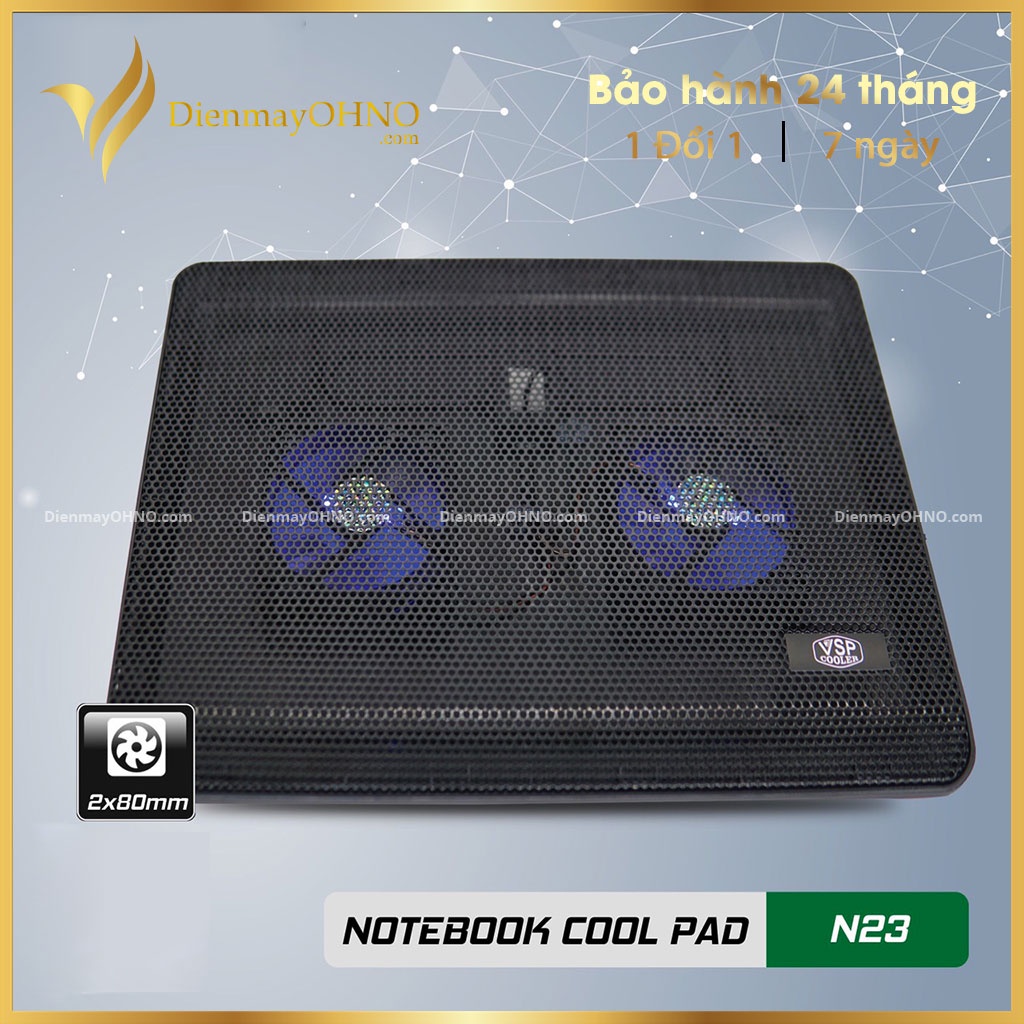 Đế Quạt Tản Nhiệt Laptop N23 2 Fan Quạt Làm Mát Laptop Đế Quạt Hút Gió Máy Tính