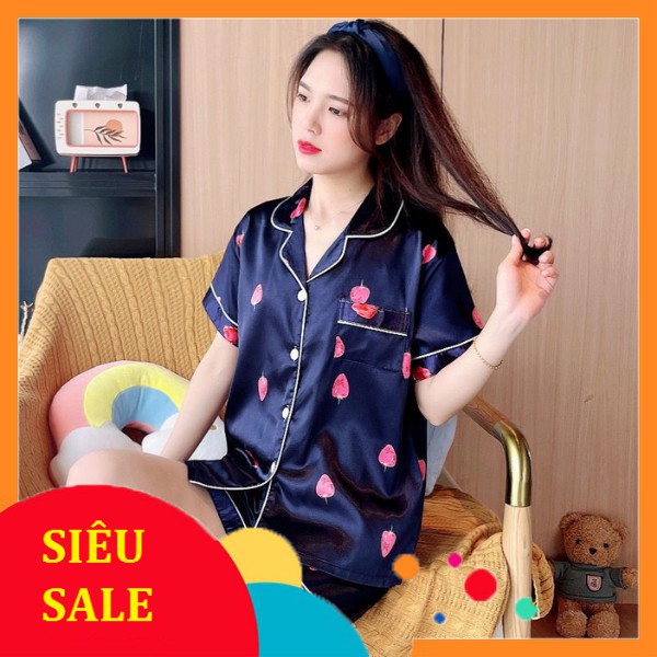 Bộ Đồ Ngủ Pijama Nữ Cộc Tay Siêu dễ thương, Bộ Ngủ Pịjama Lụa Satian cáo cấp mặc ở nhà cute | BigBuy360 - bigbuy360.vn