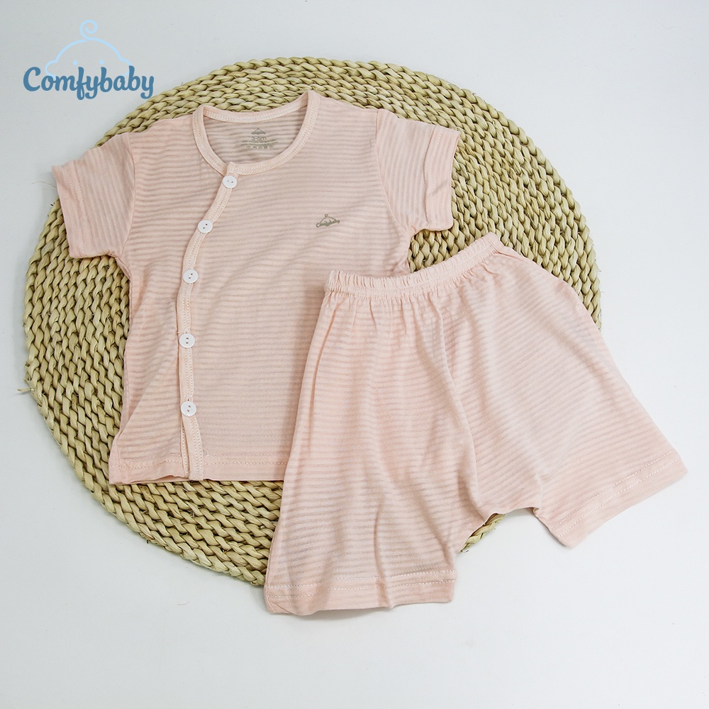 NEW - Bộ quần áo cộc cho bé 100% Cotton Lụa – Comfybaby Siêu nhẹ - thoáng mát QACF22042021 size 3-12 tháng