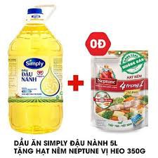 Dầu đậu nành simply 5l tặng kèm gói hạt nêm 4 in 1 vị heo 350g