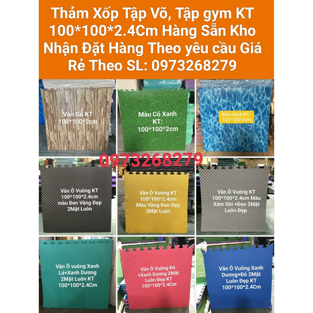 Xốp lót sàn , thảm xốp tập võ miếng to ghép dùng trong lĩnh vực thể dục thể thao KT 1mx1m dày 2,4cm giá 120000₫