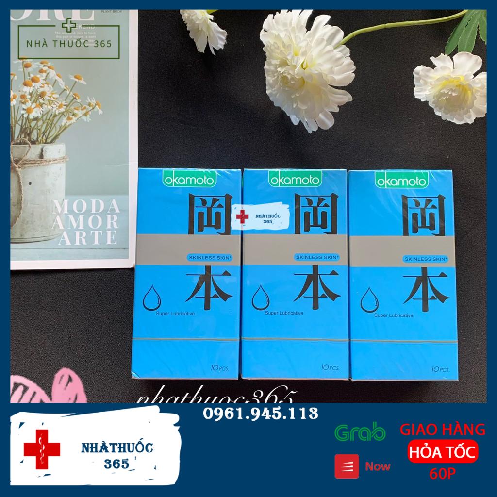 Combo 3 hộp 30 chiếc Bao cao su Okamoto Super Lubricative siêu mỏng nhiều gel hộp 10 chiếc