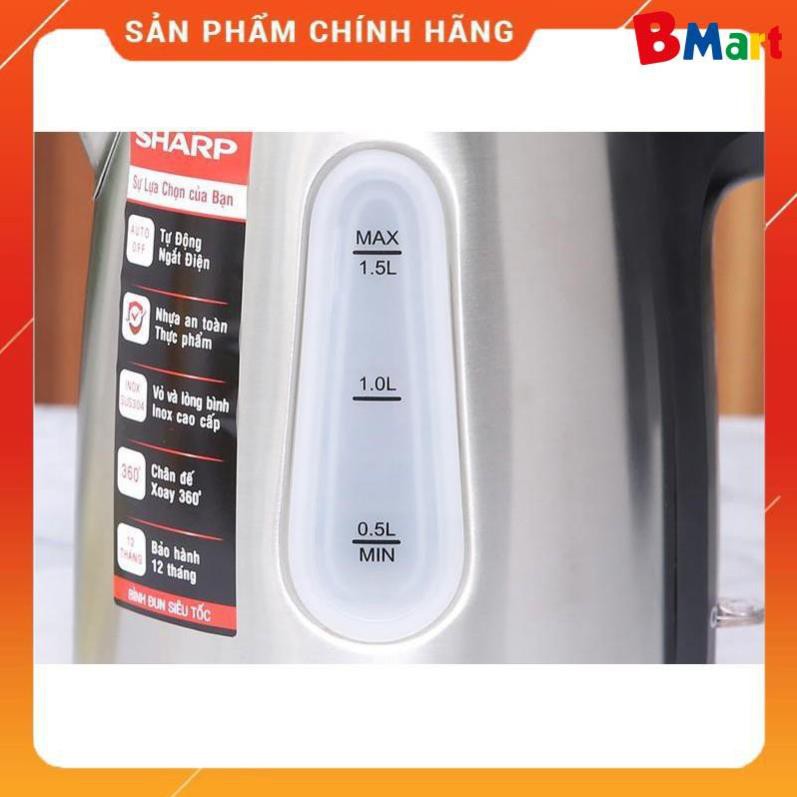 [FreeShip]  Bình Đun Siêu Tốc Sharp EKJ-15EVS-ST (1.5 lít) - Hàng Chính Hãng - Bảo hành 12 tháng  - BM