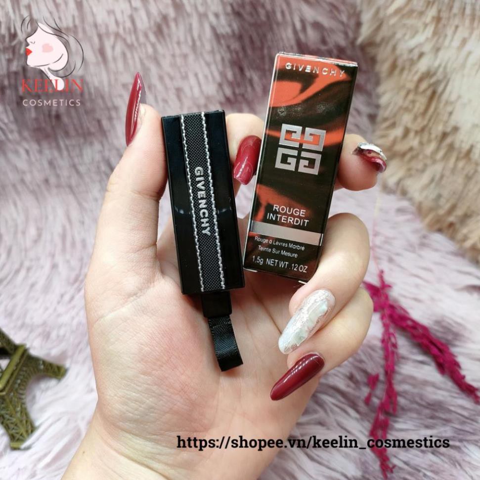 Son Givenchy Rouge Interdit Lipstick màu 25 Rouge Revelateur mini 1.5g