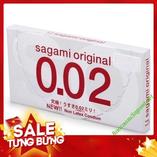 Bao cao su Sagami 0.02 Siêu mỏng - Hộp 2 bcs Chính Hãng - Siêu HOT