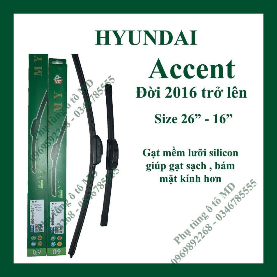 Bộ 2 Gạt mưa Hyundai Accent các đời và các dòng xe khác của Hyundai: Avante/Elantra, Getz, i10, i20, i30, Santafe .