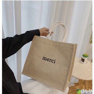 Túi cói merci thiết kế đơn giản, sang trọng