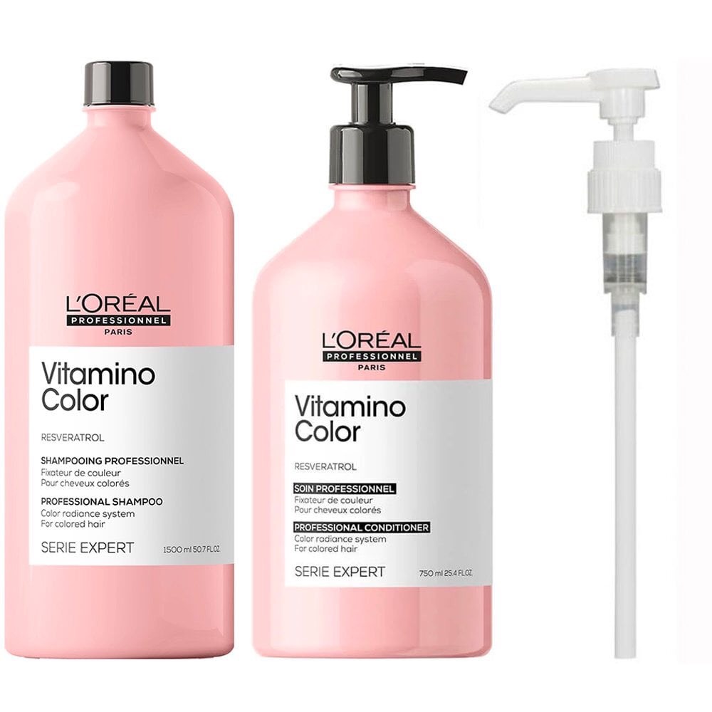 Dầu gội 1500ml + Dầu xả 750ml giữ màu tóc nhuộm LOreal Professionnel Serie Expert Vitamino Color