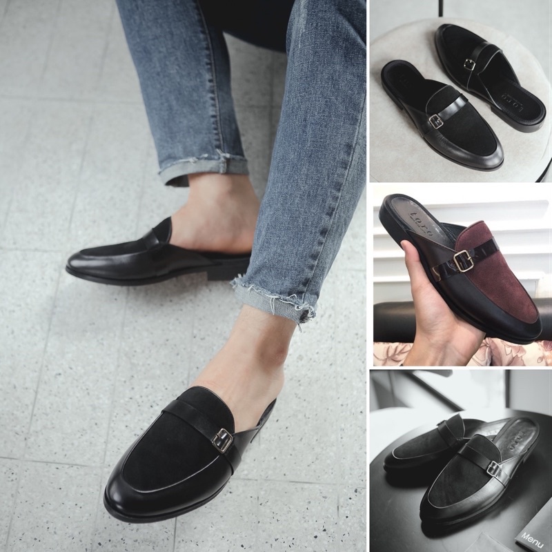 GIÀY SỤC NAM HỞ GÓT DA LỘN ĐAI KHÓA DA BÒ NGUYÊN TẤM TOROSHOES MÃ M650 (2 MÀU)