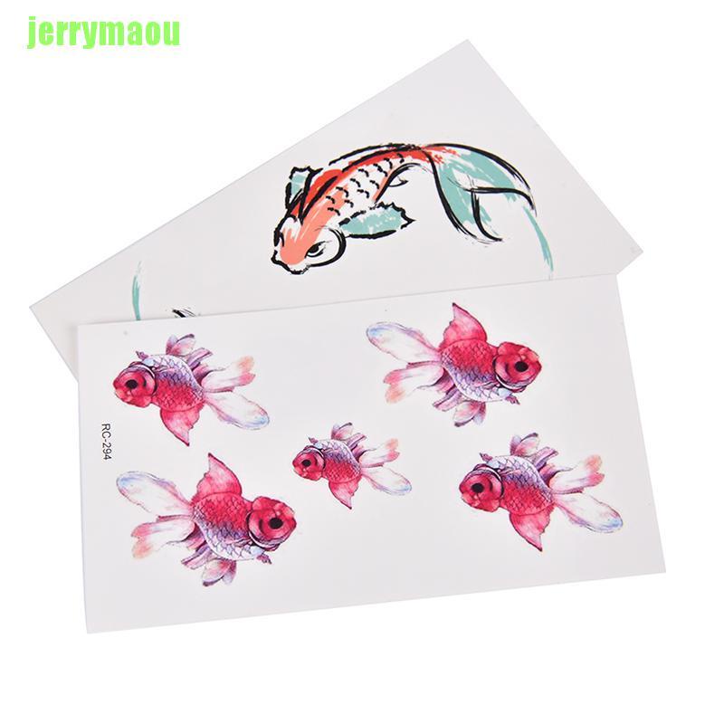 [JERU] Goldfish Temporary Tattoo Women Body Art Animal Waterproof Tattoo Sticker ERHZ