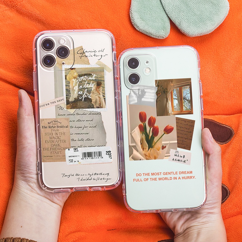 Ốp lưng iphone ôp lưng iphone 11 pro max TPU trong suốt họa tiết vintage thích hợp cho iPhone 11 7 8 plus 6s Xr Xs Max 11Pro Max 12 13Pro Max
