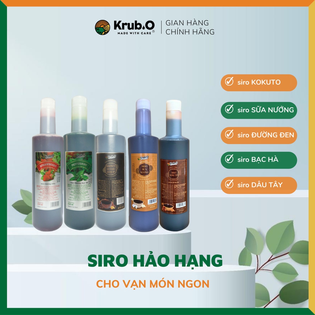 Siro pha chế trà sữa chai 650ml - Siro đường đen/Đường nâu/Sữa nướng/Bạc hà/Dâu tây/Đào/ Hokkaidou - Thương hiệu Việt