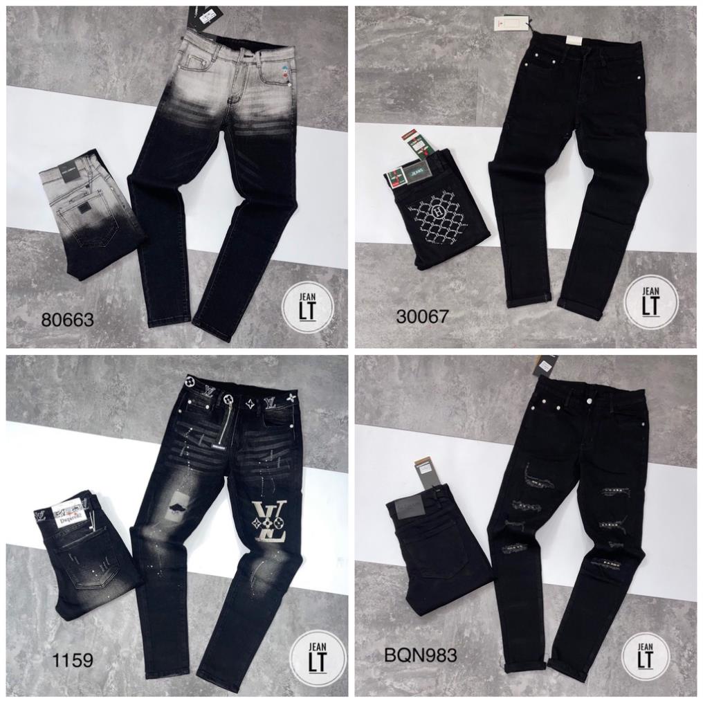 [Ảnh Thật] Quần côn nam đen khóa lệch mẫu đính đá siêu hot_Quần jeans côn nam cao cấp