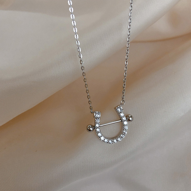 Vòng cổ Mạ Bạc 925 Hình Móng Ngựa Đính Đá Zircon