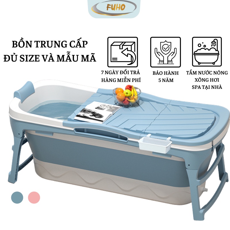 Bồn tắm gấp gọn cho người lớn FUHO Trung Cấp chất liệu nhựa PP và hạt nhựa TPE, có thể làm bể bơi cho bé