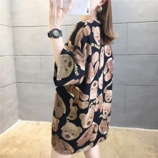🔥Điều trị🔥Áo Thun Tay Lỡ Dáng Rộng In Họa Tiết Gấu Hoạt Hình Thời Trang Mùa Hè 2020 Cho Nữ
