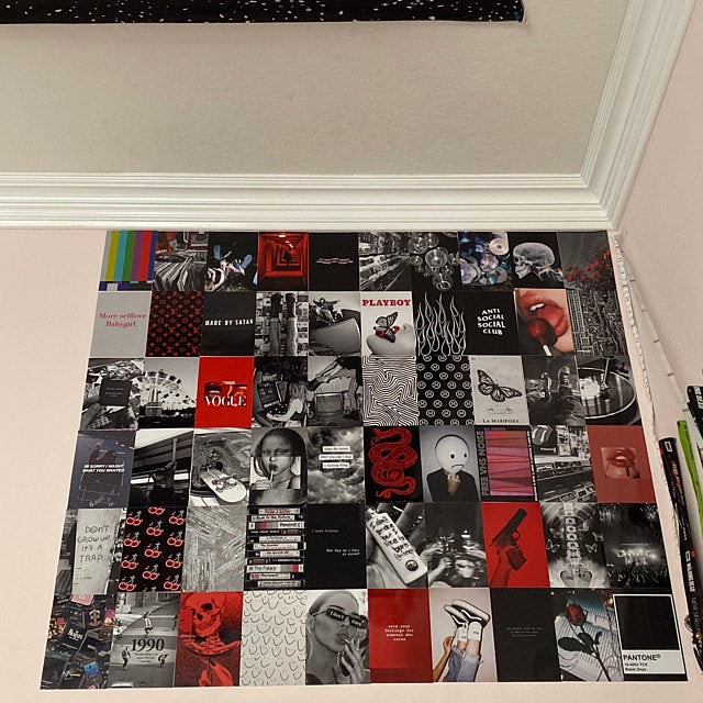 12 tấm Wall Collage giấy bóng keo sẵng dán tường trang trí phòng ngủ - theme Grund