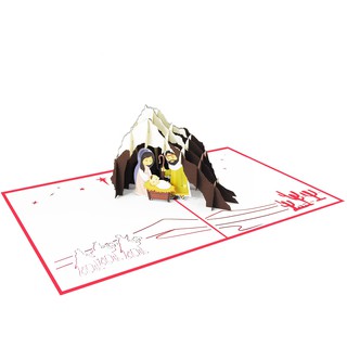 Thiệp 3D Pop Up Hang đá Giáng sinh