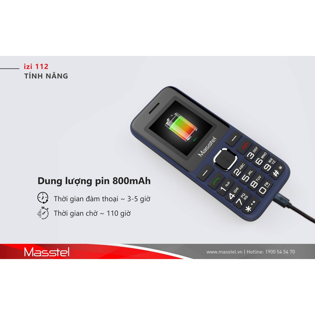 Điện thoại Masstel Izi 112 2 sim 2 sóng - Hàng chính hãng