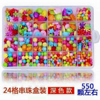 Bộ xâu vòng hạt cườm kèm phụ kiện tóc cho bé