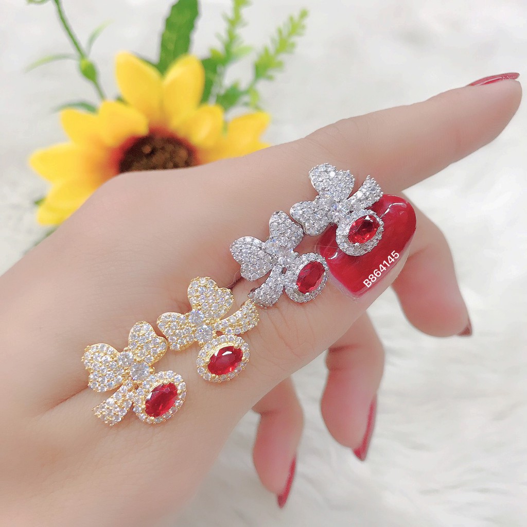 Bông tai nữ đính đá trắng UHA , chuôi cài chắc chắn, kiểu dáng hiện đại, thu hút, sang trọng