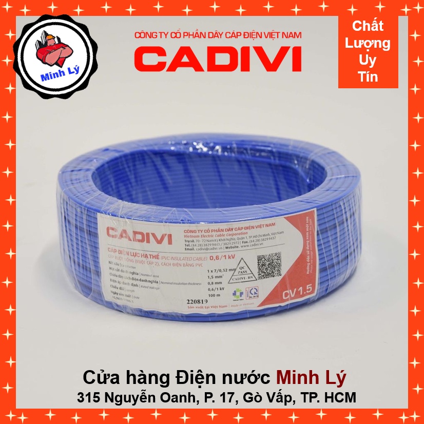 Cuộn 50m Dây Điện Đơn Mềm CADIVI CV 1.5 1X1.5mm Cao Cấp