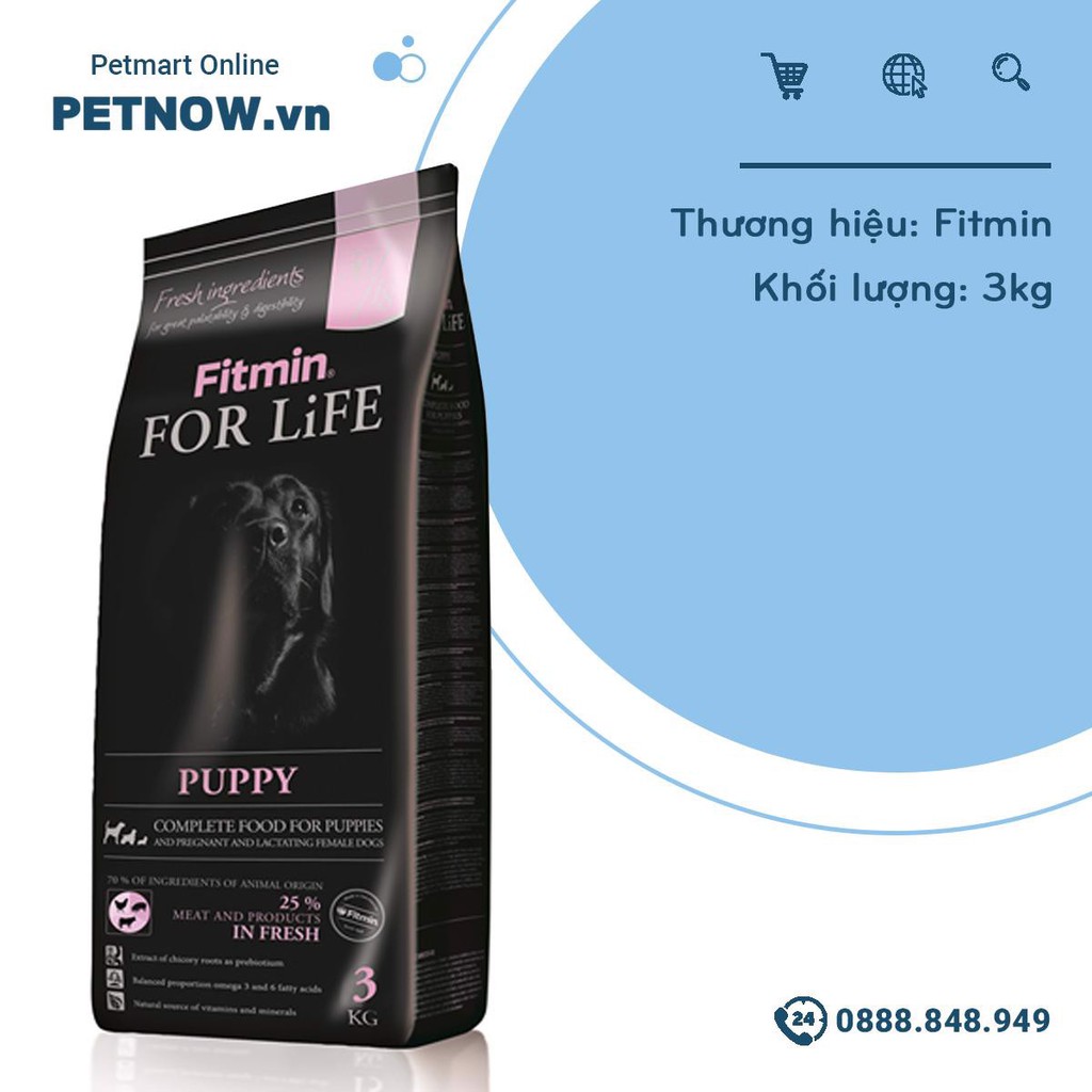 Thức ăn chó FITMIN For Life Puppy 3kg - chó con