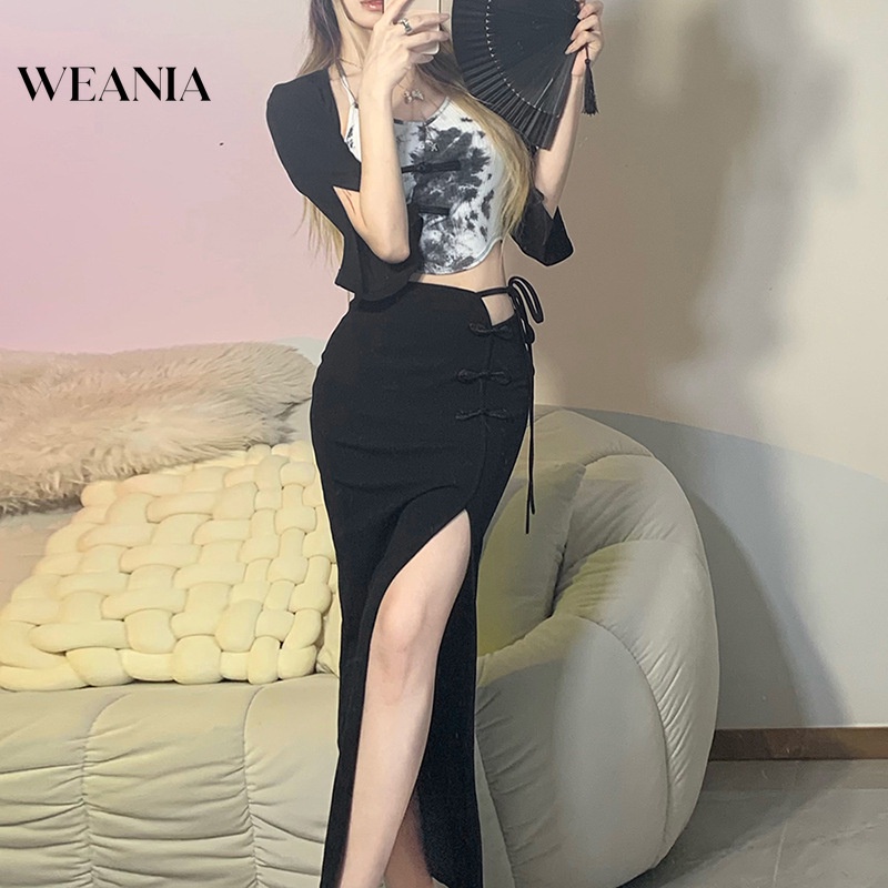 Chân Chân Váy Lưng Cao Xẻ Tà Thời Trang Đường Phố Cá Tính Cho Nữ