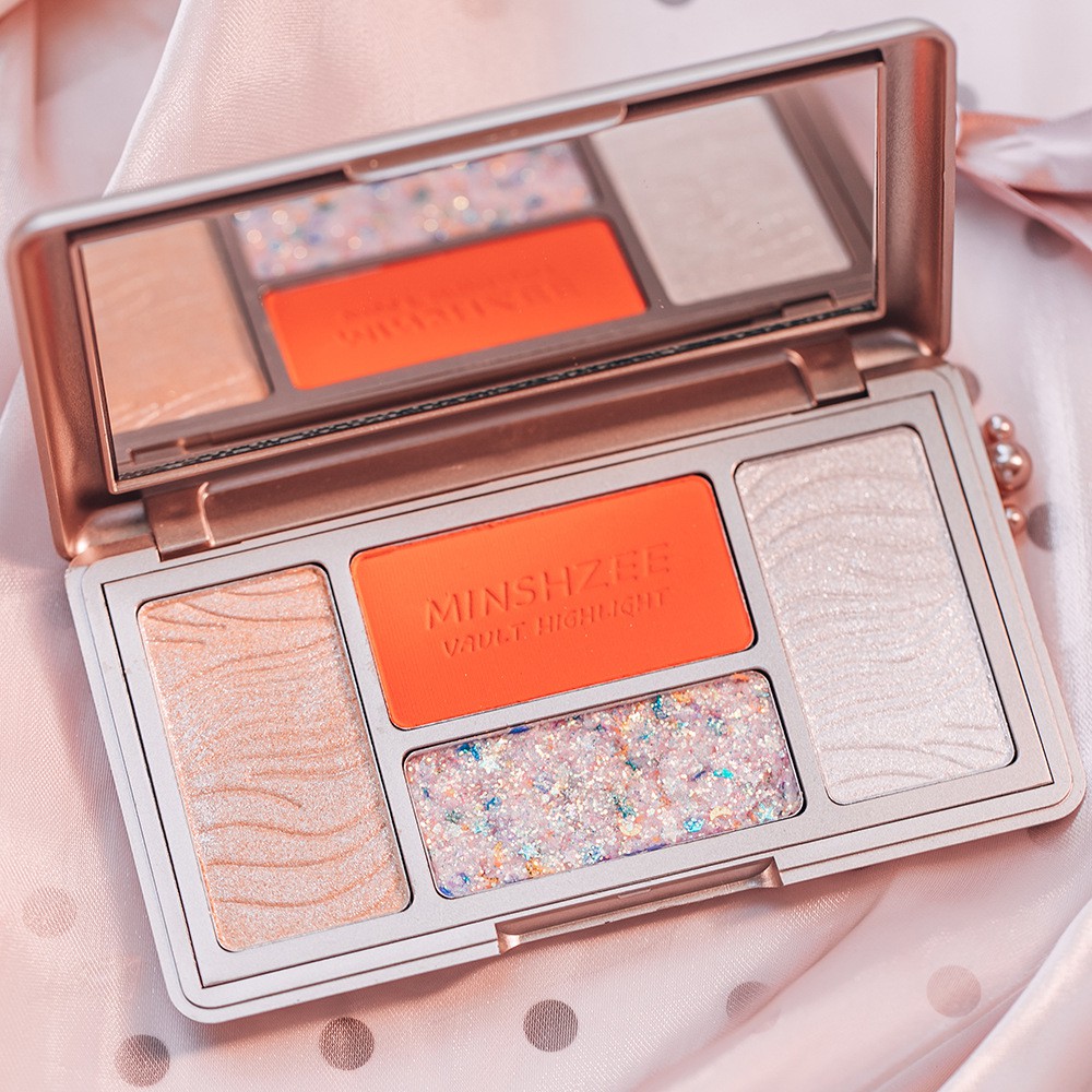[Hàng mới về] Bảng phấn bắt sáng 3 trong 1 MINSHZEE tông màu lấp lánh trang điểm thời trang
