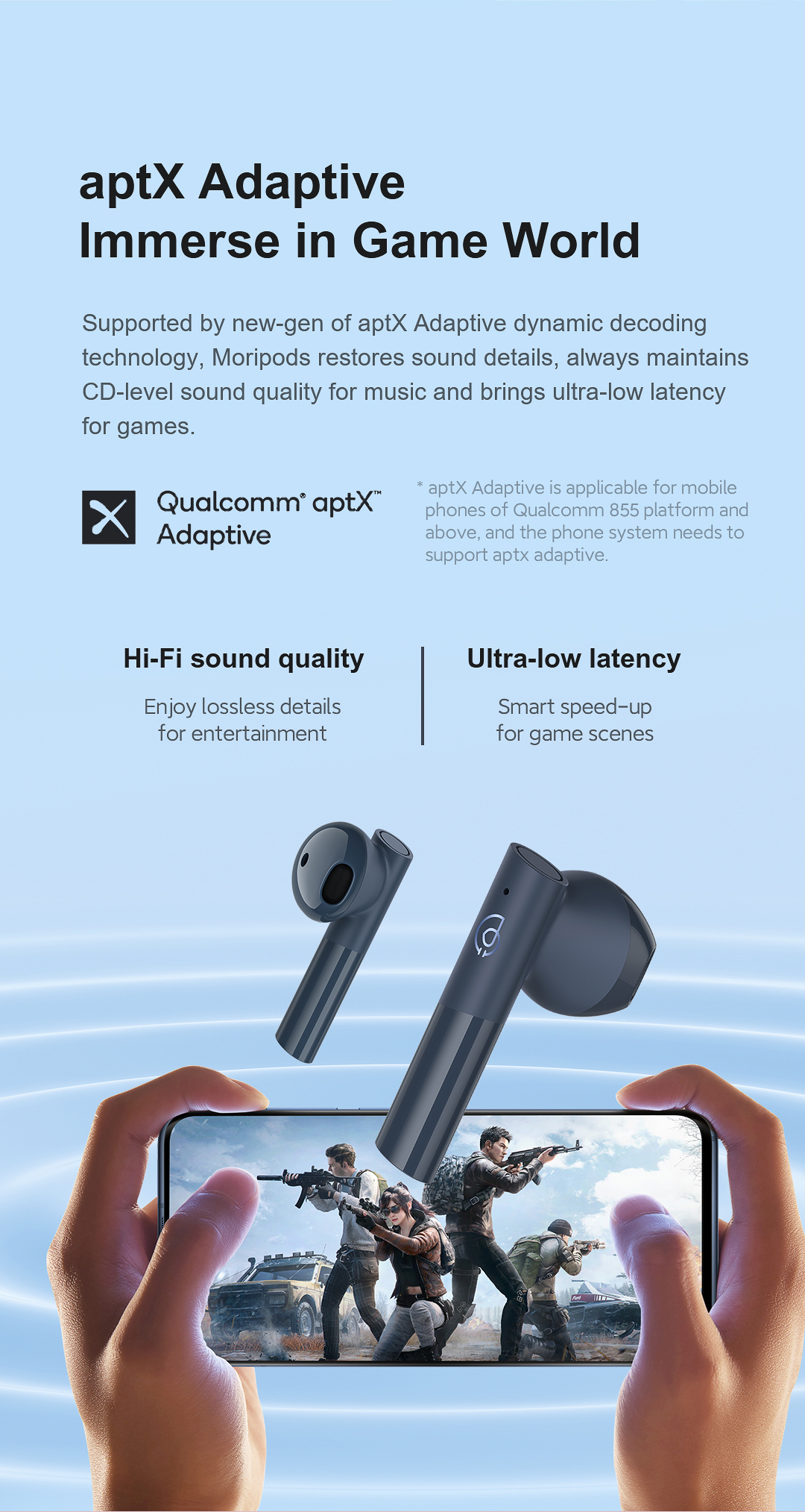 Tai nghe không dây Bluetooth Xiaomi TWS V5.2 aptX AAC 4 micrô thích ứng chíp Qualcomm QCC3040