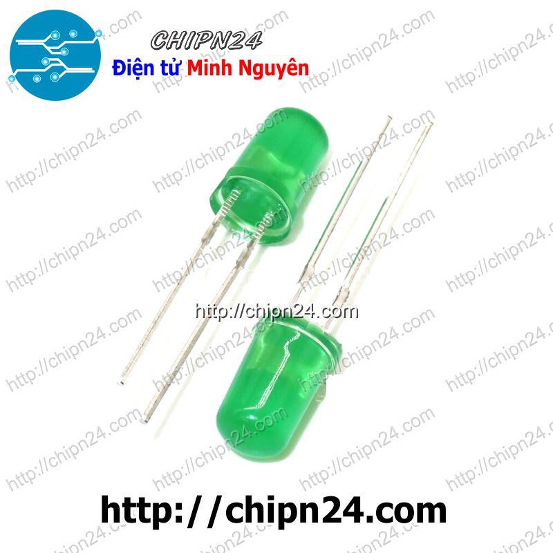 [50 CON] Led 5mm Vỏ đục Màu ra màu XANH LÁ