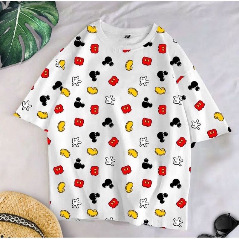Áo thun nam tay ngắn cổ tròn in hình chuột Mickey thời trang