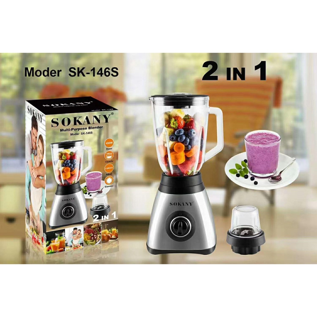 Máy xay sinh tố Sokany SK-146S đa năng 2in1 2 cối xay