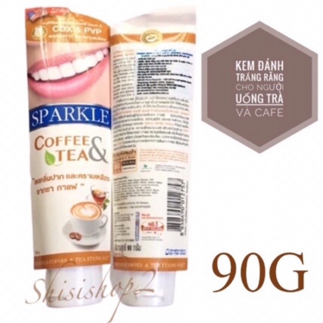 Kem đánh trắng răng đặc biệt cho người uống Trà &amp; Cafe SPARKLE COFEE &amp;TEA Thái lan 90g