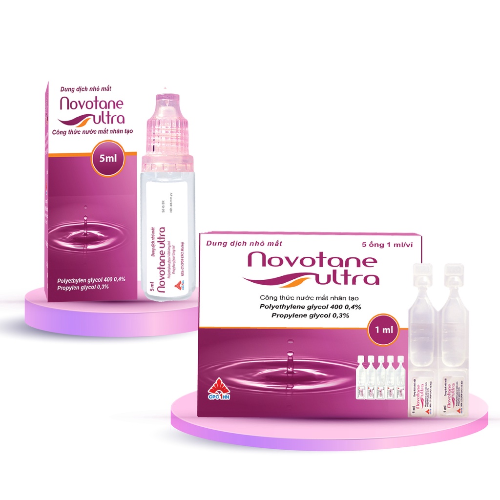 Combo nước mắt nhân tạo Novotane Ultra 5ml & Novotane Ultra 1ml