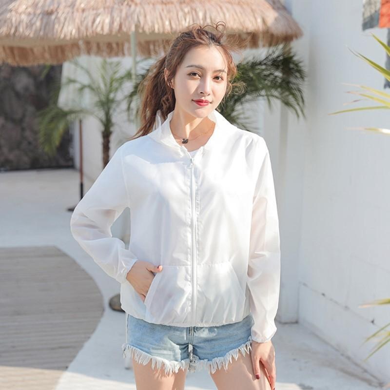 Áo khoác khóa kéo trong suốt chống nắng/ tia UV nhanh khô unisex