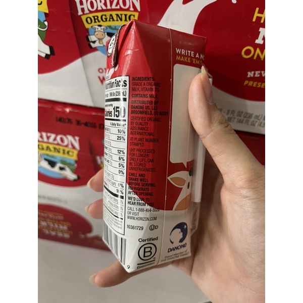 Nguyên thùng - Sữa nước Horizon nguyên kem thùng 18 hộp 236ml