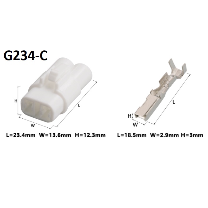 G234-Giắc cắm chống thấm nước đèn sương mù 2 lỗ 2.2mm
