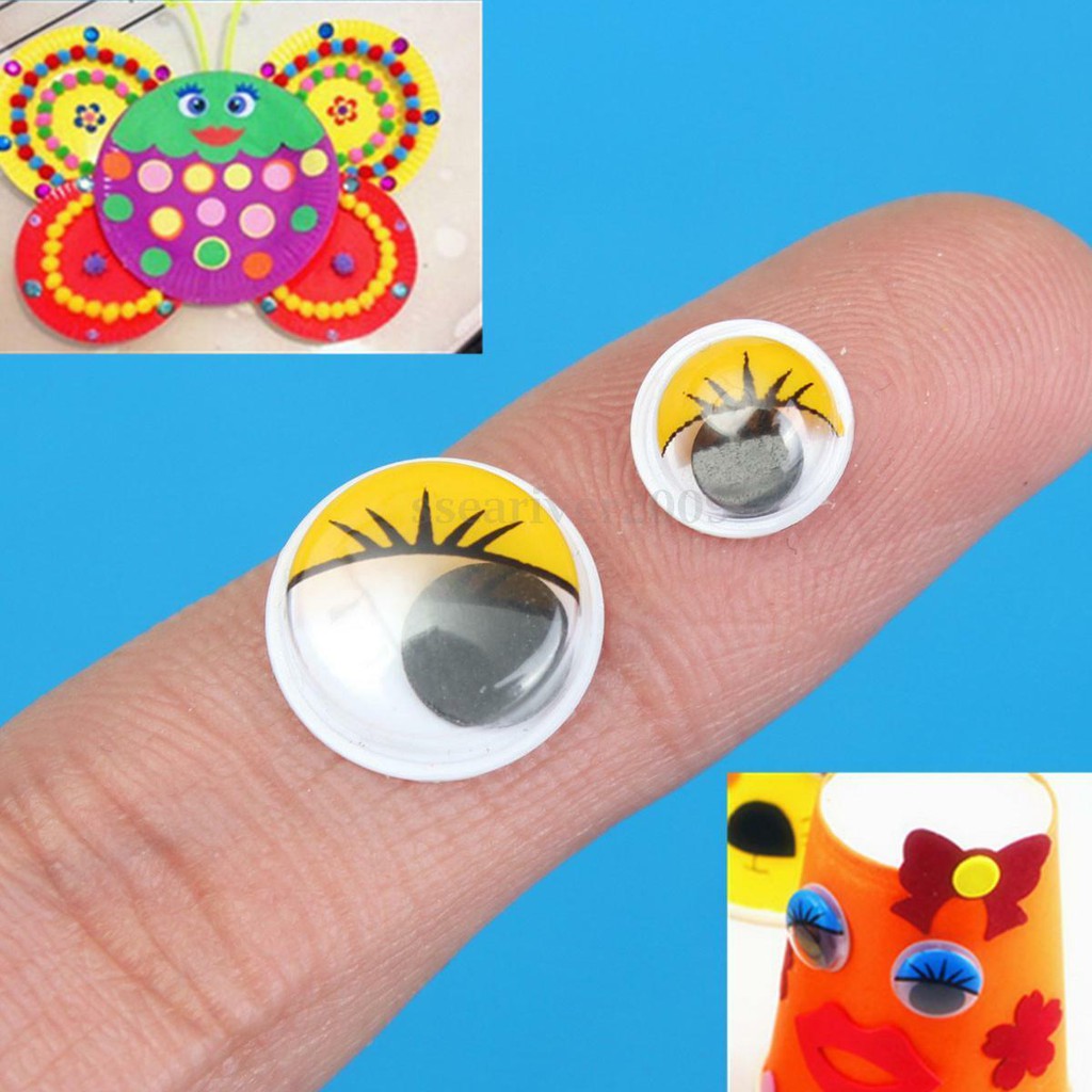 50PCs Coloured Eyelashes Wiggly Wobbly Googly Eyes Lash For DIY Craft Decor C