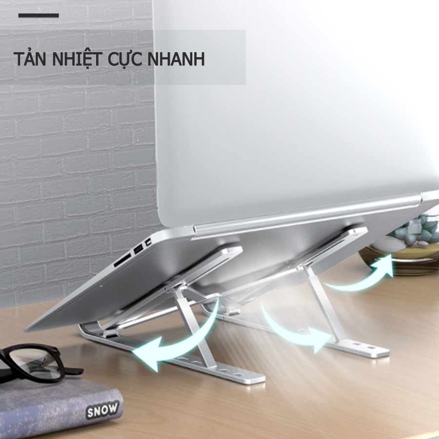 Giá đỡ tản nhiệt cho laptop máy tính bảng, chất liệu hợp kim nhôm siêu nhẹ, làm mát cực nhanh, tặng kèm túi đựng