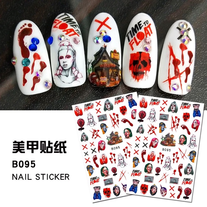 sticker halloween 3d dán móng tay nail