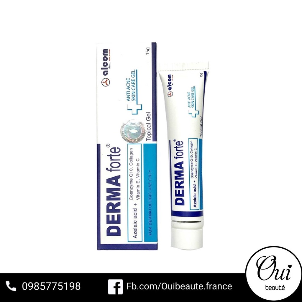 Gel dưỡng giảm mụn Derma Forte, Kem dưỡng mờ thâm mụn 15g Ouibeaute