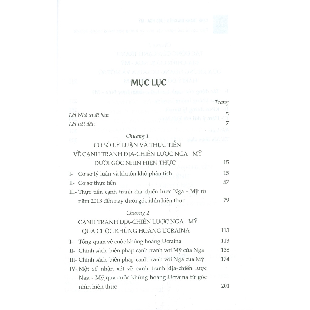 Sách - Cạnh Tranh Địa - Chiến Lược Nga - Mỹ: Tiếp Cận Từ Chủ Nghĩa Hiện Thực Và Trường Hợp Khủng Hoảng Ucraina