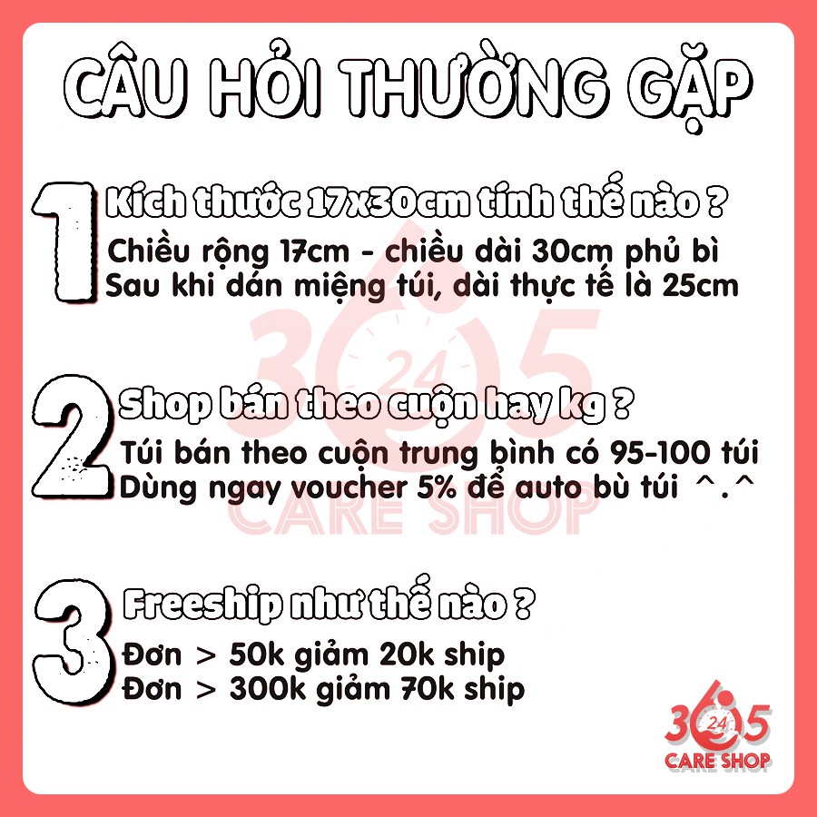 Túi Đóng Gói Hàng Niêm Phong Tự Dính CARESHOP365 size 17x30cm Cho Đơn Phụ Kiện, Đồ Nhỏ - CT05