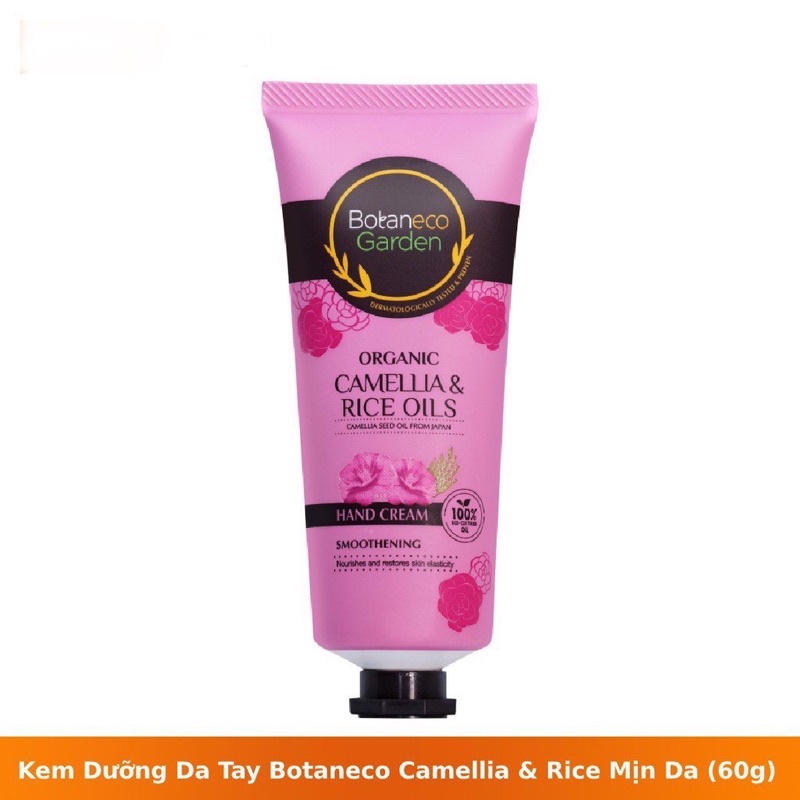 Kem Dưỡng Da Tay Botaneco Garden Hand Cream Smoothening Camellia and Rice Dầu Hạt Hoa Trà Và Dầu Cám Gạo Hữu Cơ 60g