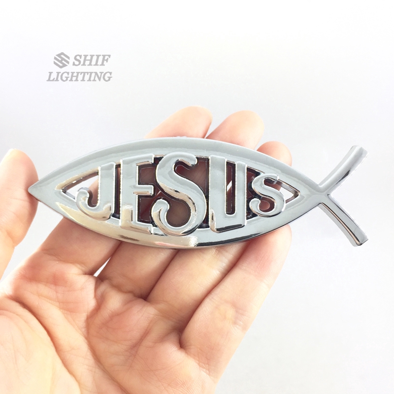 Logo kim loại hình cá gắn sau xe ô tô trang trí tiện dụng nhiều màu lựa chọn