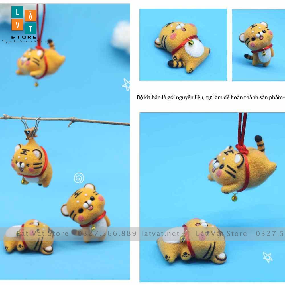 [TẾT 2022]Bộ len chọc Hổ Tiểu Học - Kit len chọc tết Nhâm Dần 2022 - Needle felting Tiger - Có hướng dẫn, làm móc khoá