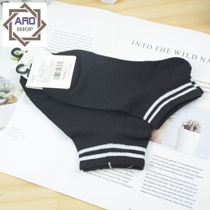 Sét 5 đôi Tất Cổ Ngắn Kẻ Sọc Hàn Quốc co giãn tốt