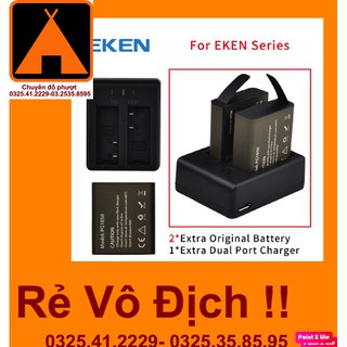 Bộ SẠC ĐÔI + 2 PIN camera eken H9R 1050mah CHÍNH HÃNG EKEN camera SJ sport DÙNG ĐƯỢC nhé
