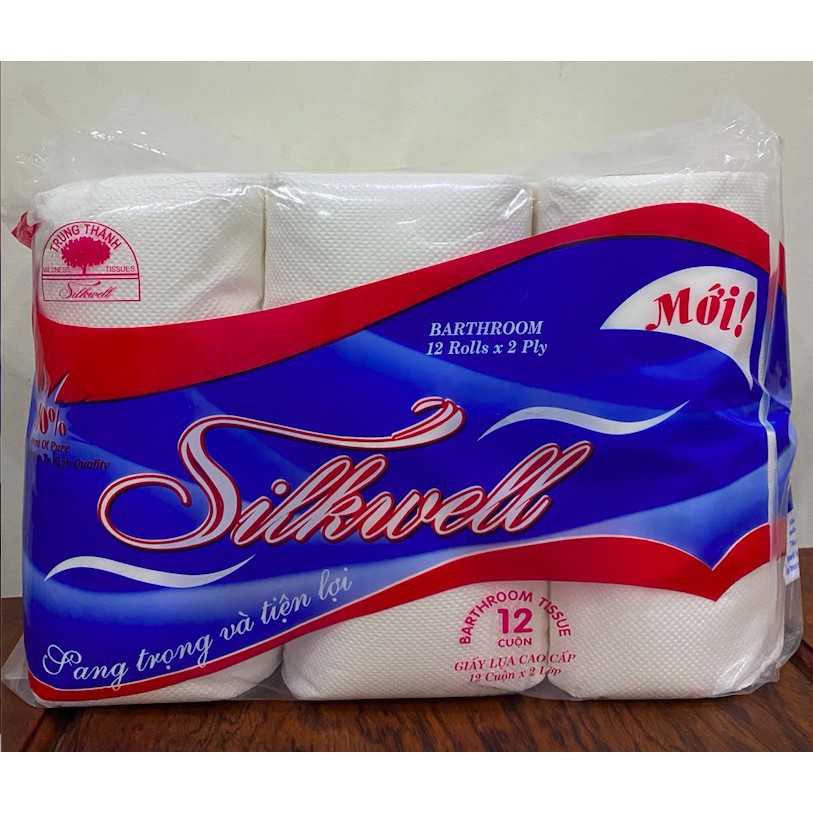 Bịch 12 cuộn giây vệ sinh Silkwell 2 lớp cao cấp